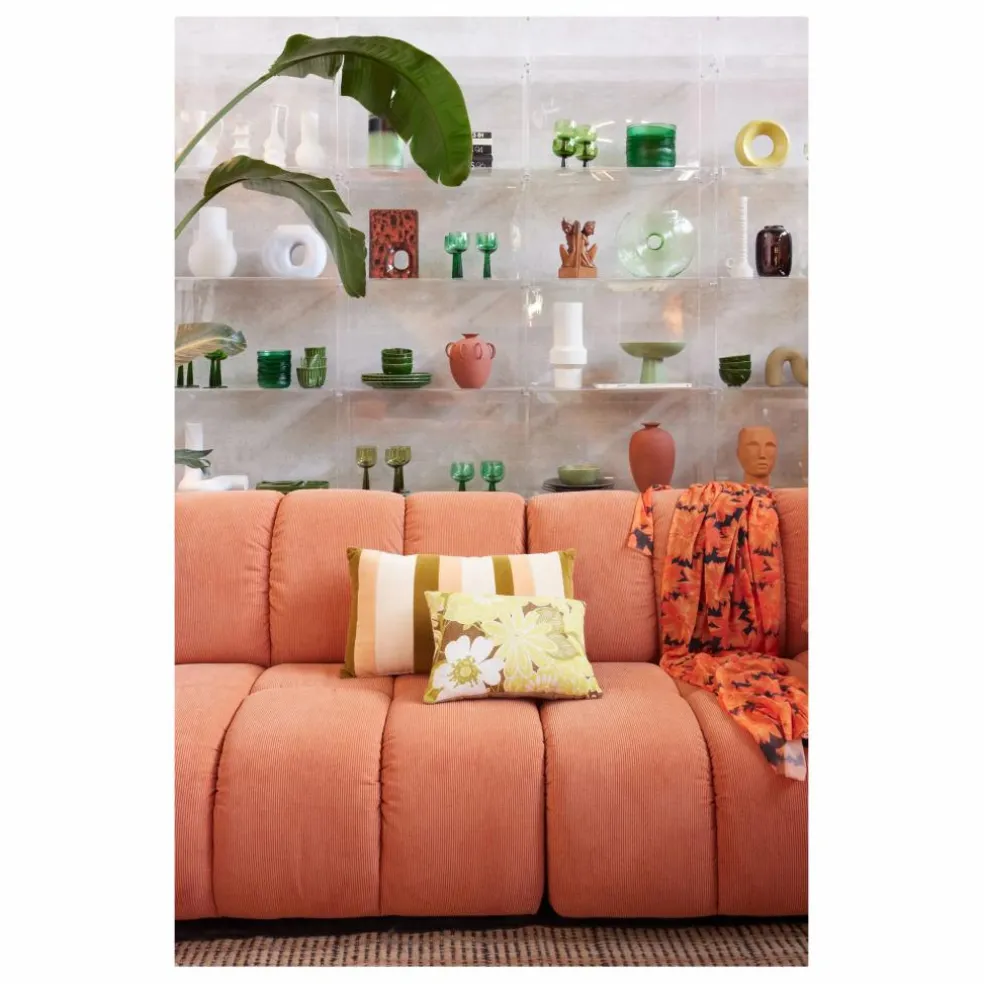 Coussin brodé Daisy | Vert anis