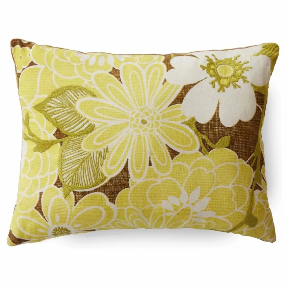 Coussin brodé Daisy | Vert anis