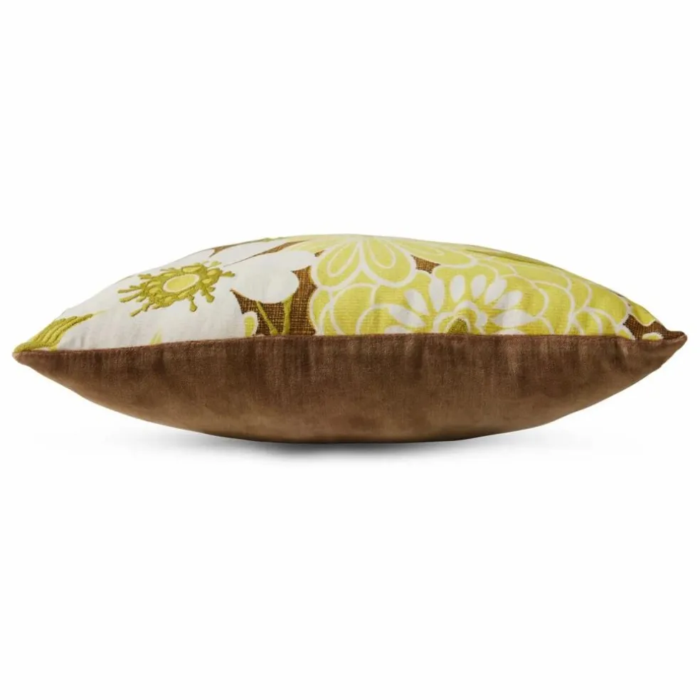 Coussin brodé Daisy | Vert anis