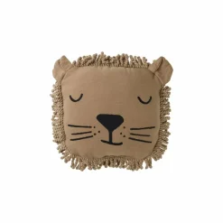 Coussin brodé Lion | Sable