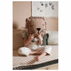 Coussin brodé Lion | Sable