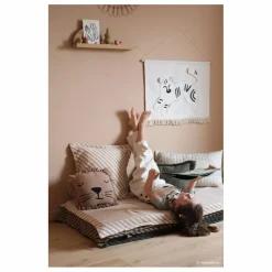 Coussin brodé Lion | Sable