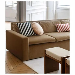Coussin carré Carino en jacquard à rayures | Vert foncé