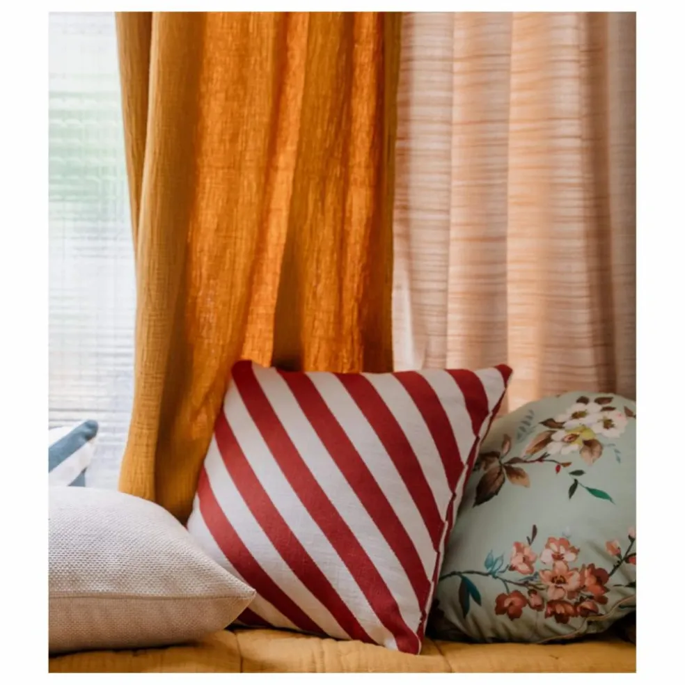 Coussin carré Carino en jacquard à rayures | Brique