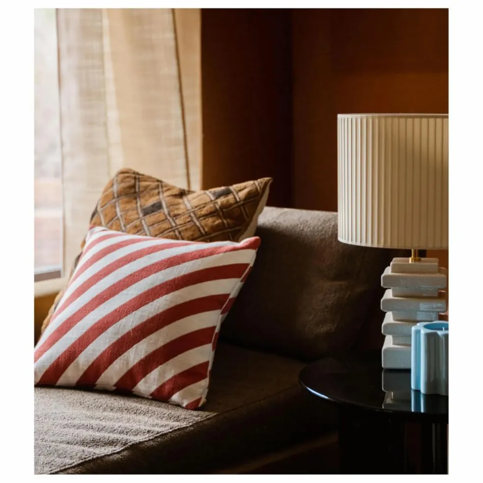Coussin carré Carino en jacquard à rayures | Brique