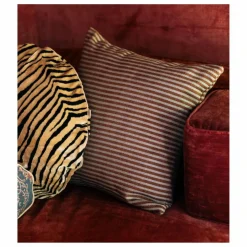 Coussin carré Carino en tissu rayé | Marron