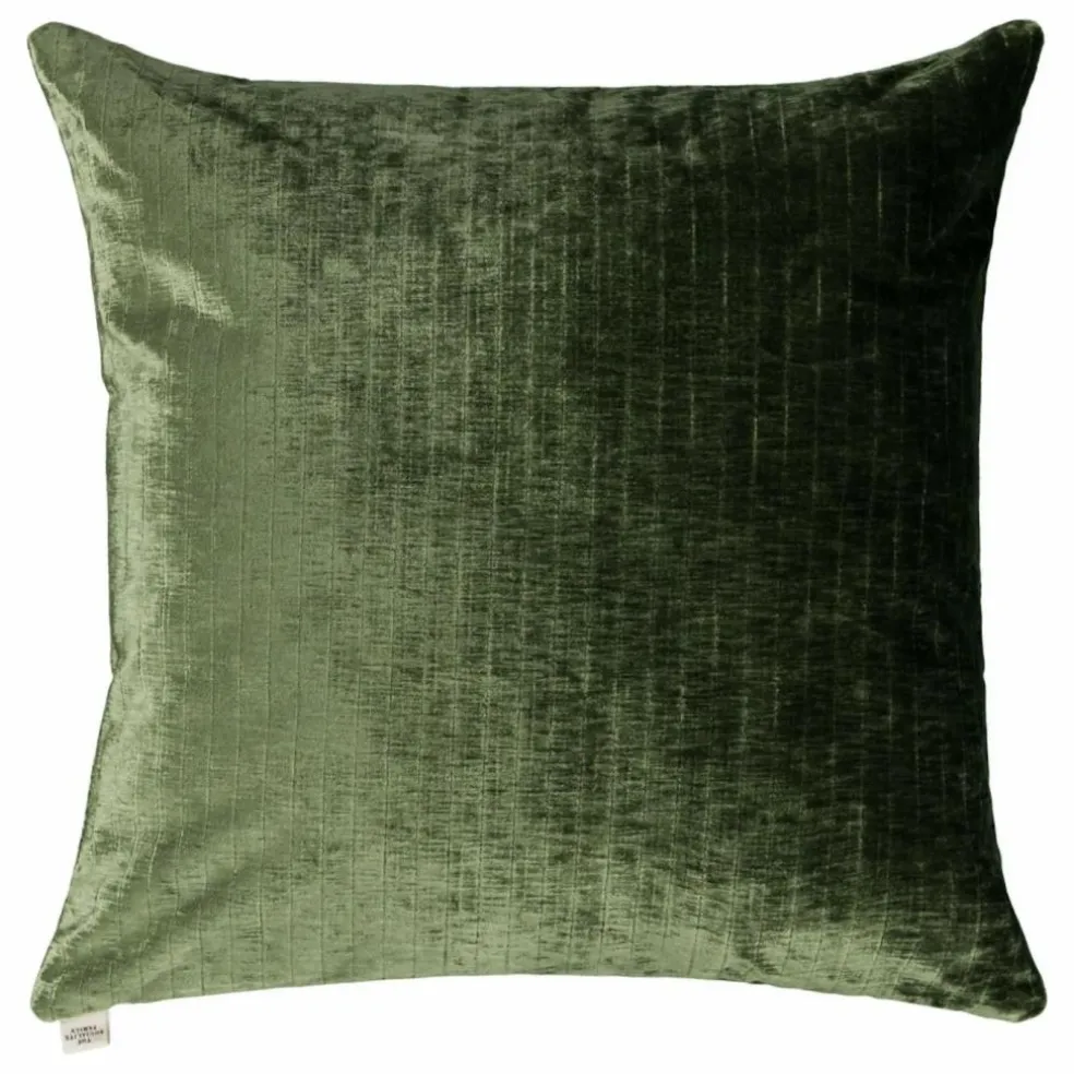 Coussin carré Carino en velours côtelé brillant | Vert olive