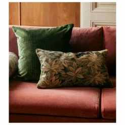 Coussin carré Carino en velours côtelé brillant | Vert olive