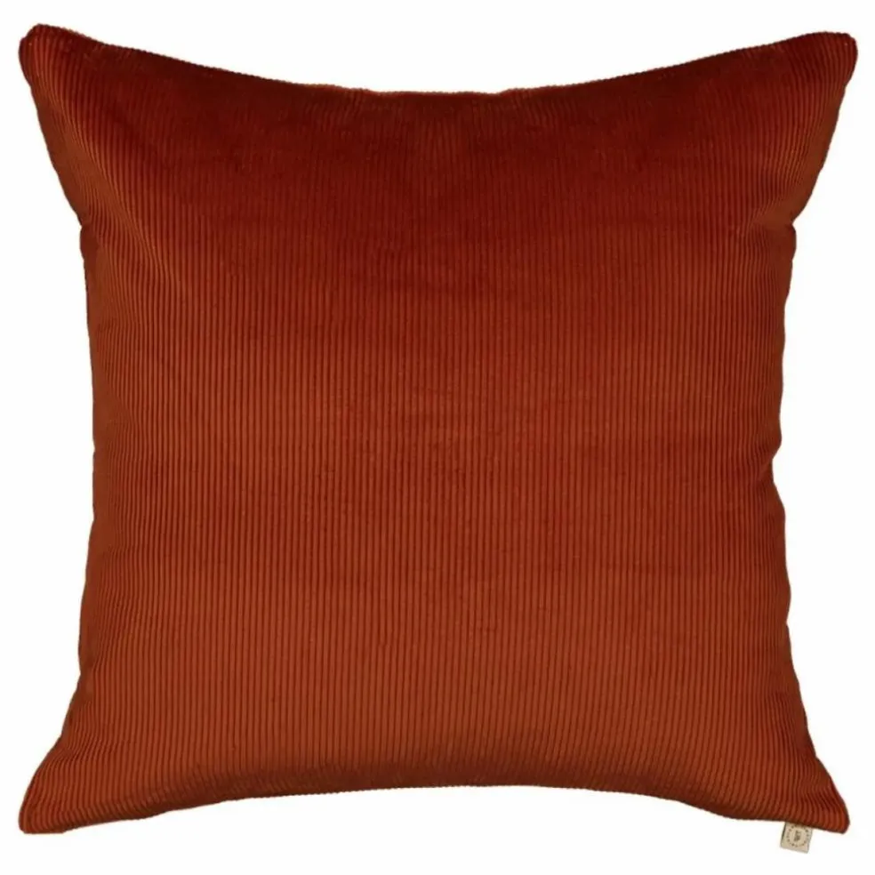 Coussin carré Carino en velours côtelé | Cognac