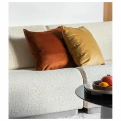 Coussin carré Carino en velours côtelé | Cognac