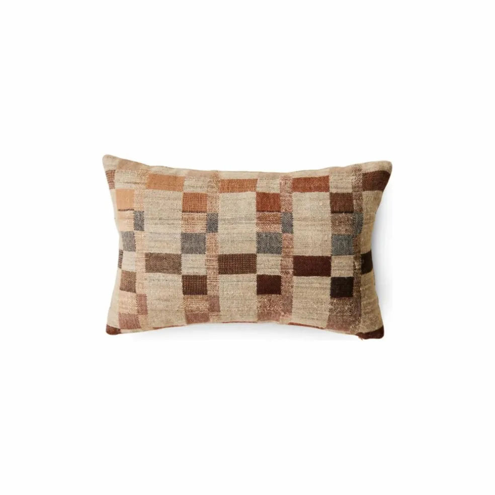 Coussin en laine et soie | Marron