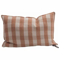 Coussin en lin lavé Vichy Cottage | Terracotta