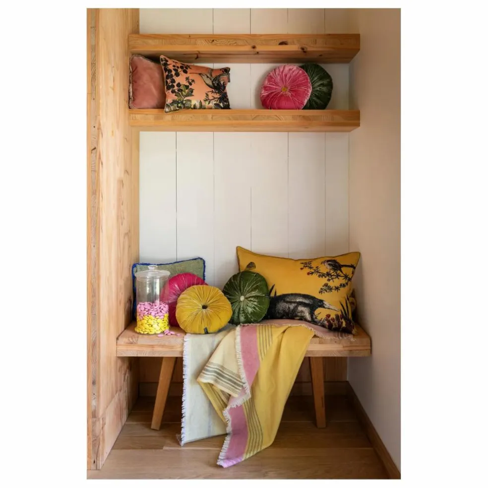 Coussin en velours de soie Goa | Jaune