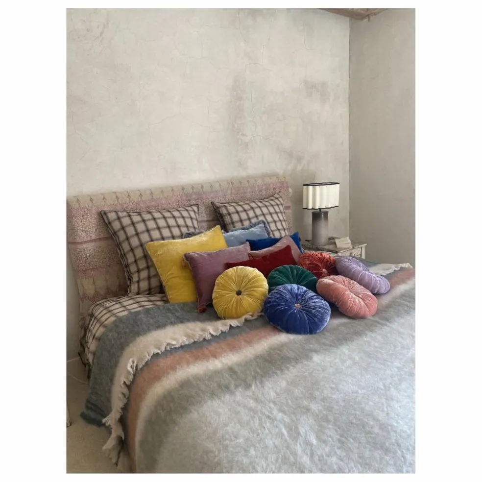 Coussin en velours de soie Goa | Jaune