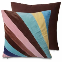 Coussin en velours Striped | Rose