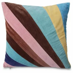 Coussin en velours Striped | Rose