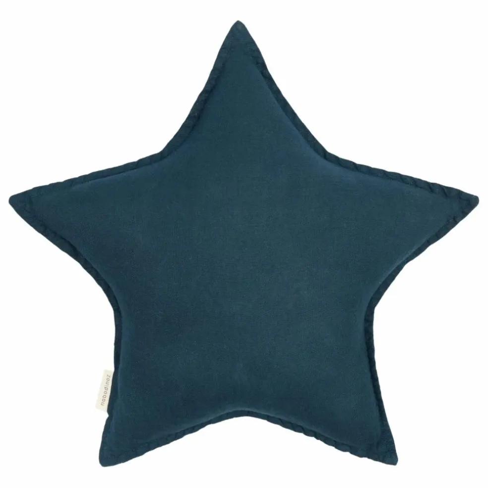 Coussin Etoile - Lin Français | Bleu nuit