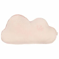 Coussin Nuage avec broderie Oiseau - Lin Français | Rose pâle
