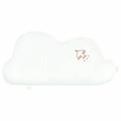 Coussin Nuage avec broderie Oiseau - Lin Français | Ecru