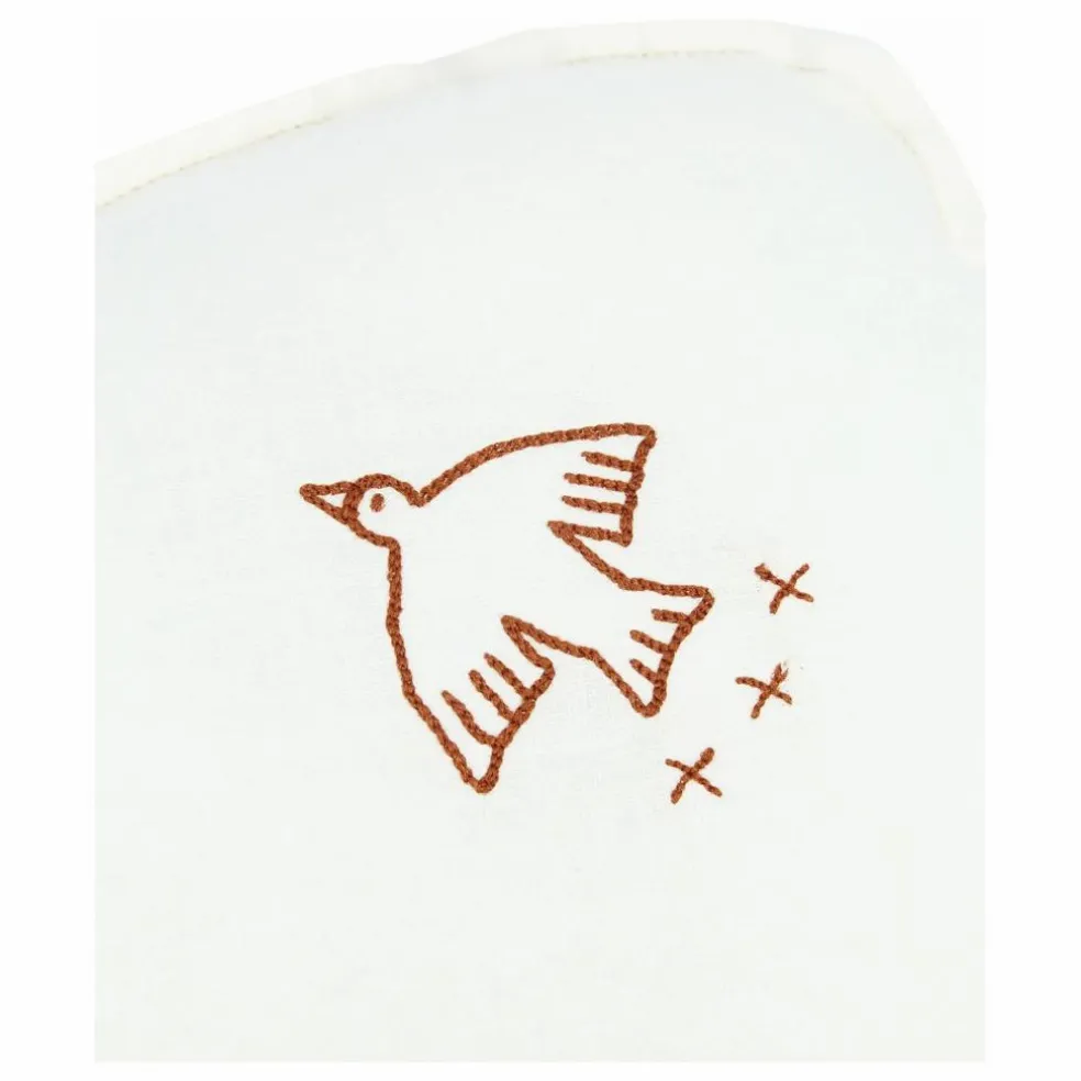Coussin Nuage avec broderie Oiseau - Lin Français | Ecru