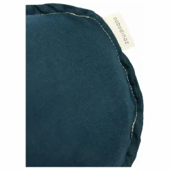 Coussin Nuage avec broderie Oiseau - Lin Français | Bleu nuit