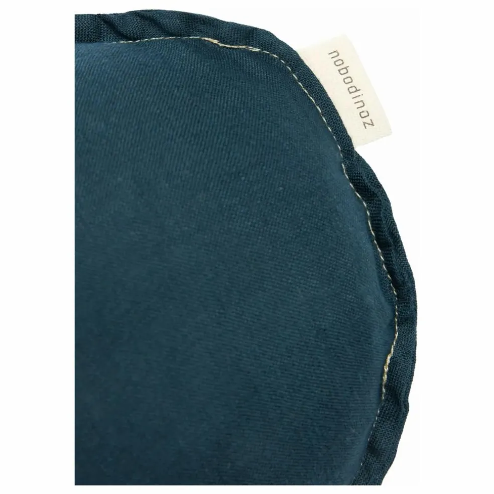 Coussin Nuage avec broderie Oiseau - Lin Français | Bleu nuit