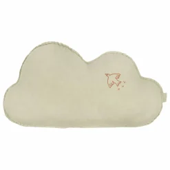 Coussin Nuage avec broderie Oiseau - Lin Français | Matcha