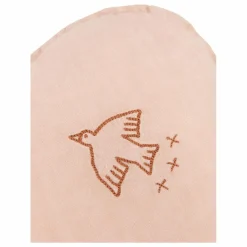 Coussin Nuage avec broderie Oiseau - Lin Français | Rose poudré