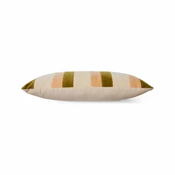 Coussin rayé en velours | Crème