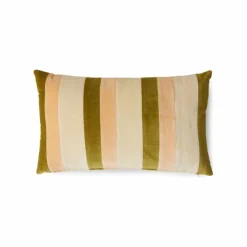 Coussin rayé en velours | Crème