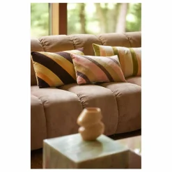 Coussin rayé en velours | Rose