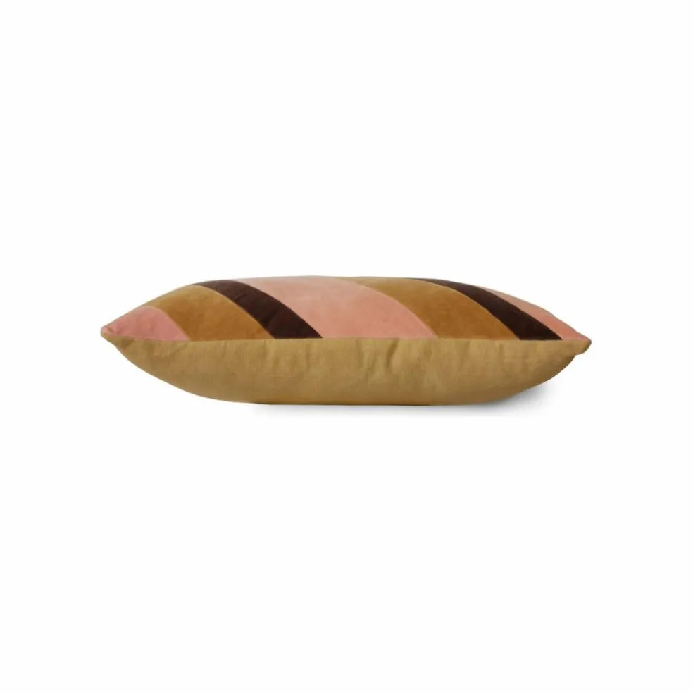 Coussin rayé en velours | Rose