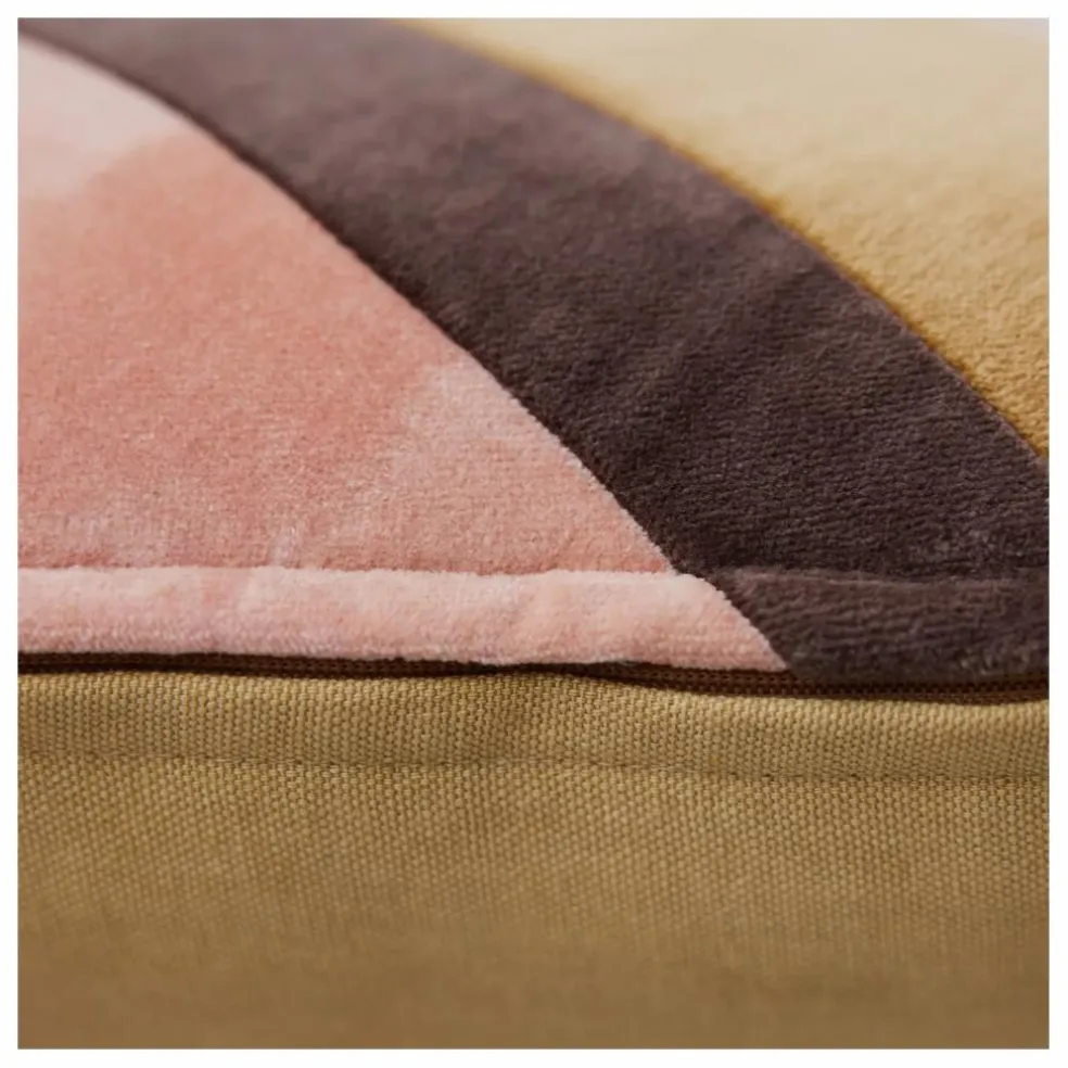 Coussin rayé en velours | Rose