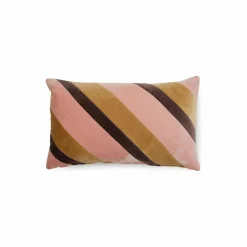 Coussin rayé en velours | Rose