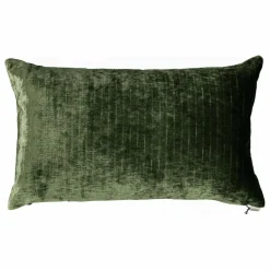 Coussin rectangulaire Carino velours côtelé brillant | Vert olive