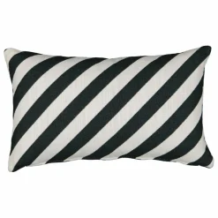 Coussin rectangulaire Carino en jacquard à rayures | Vert foncé