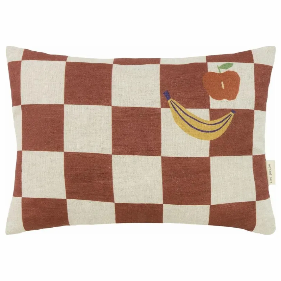 Coussin rectangulaire Fruits Vibes - Lin Français | Camel