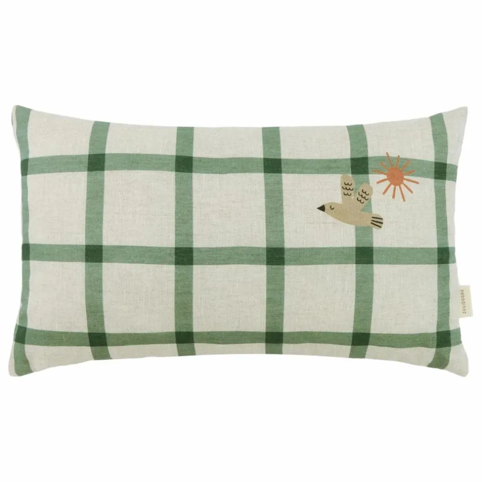 Coussin rectangulaire Oiseau Vibes - Lin Français | Vert