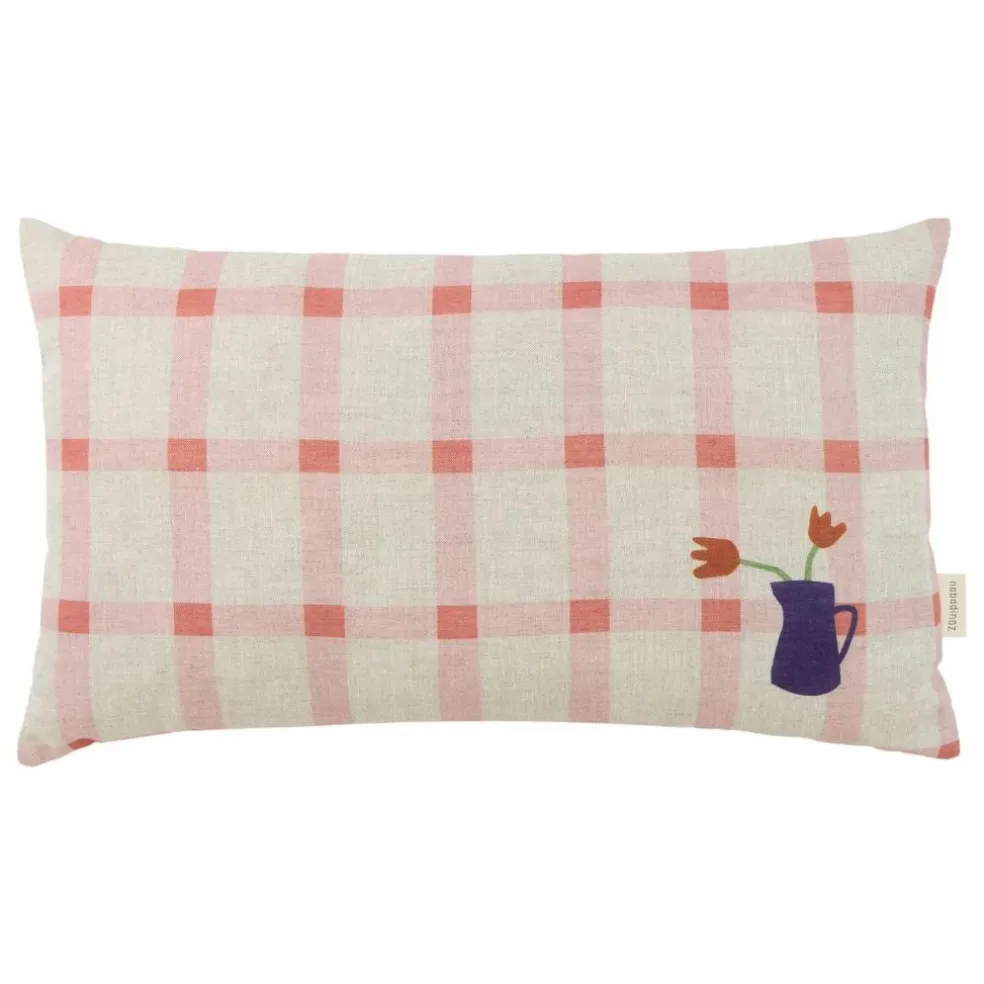 Coussin rectangulaire Tulipe Vibes - Lin Français | Rose