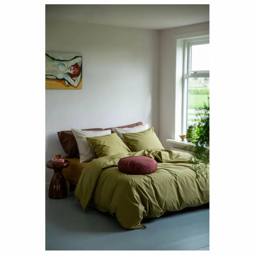 Coussin rond Bigdot en percale organique - Coffee Brown | Café
