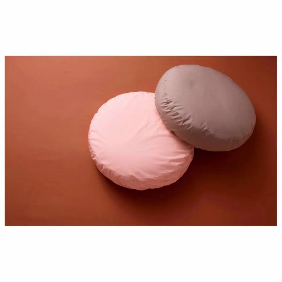 Coussin rond en percale organique | Blush
