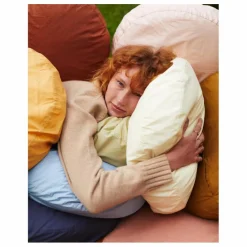 Coussin rond en percale organique | Vert sapin