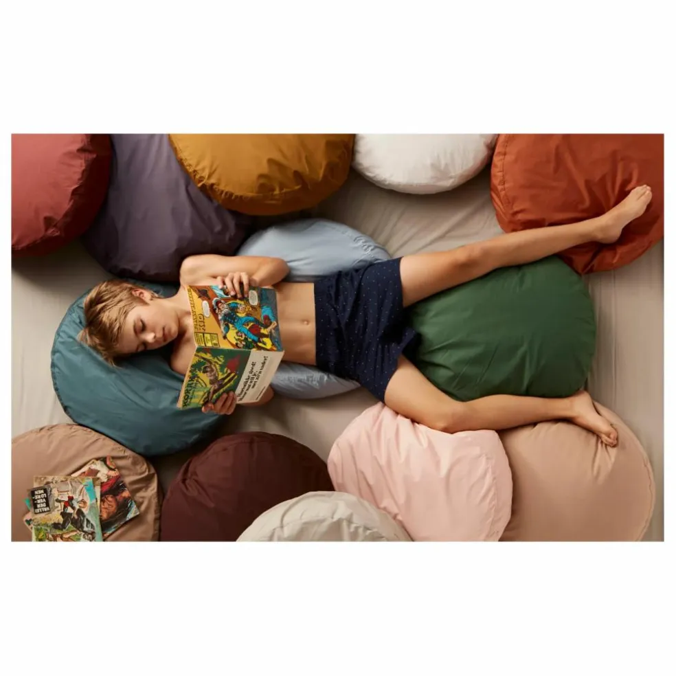 Coussin rond en percale organique | Blanc