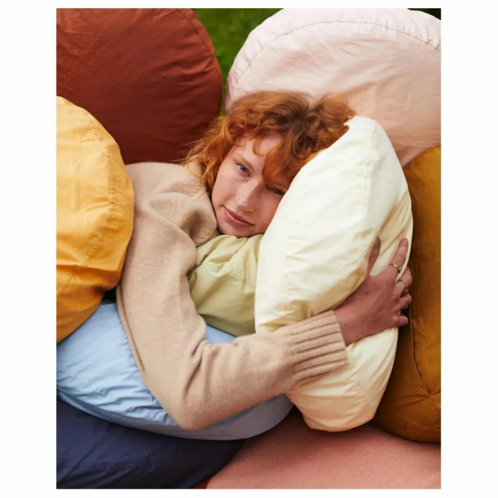 Coussin rond en percale organique | Blanc