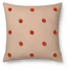 Coussin tufté à pois | Camel
