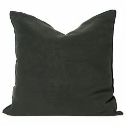 Coussin Vice versa black line en lin lavé stone washed | Asphalte