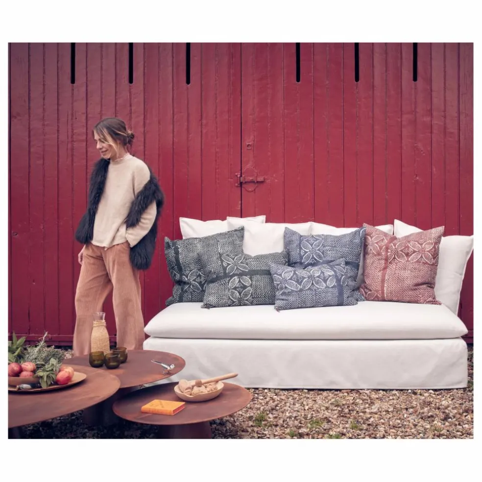 Coussin Vice Versa en lin Wabi-Sabi Bogolan | Charbon