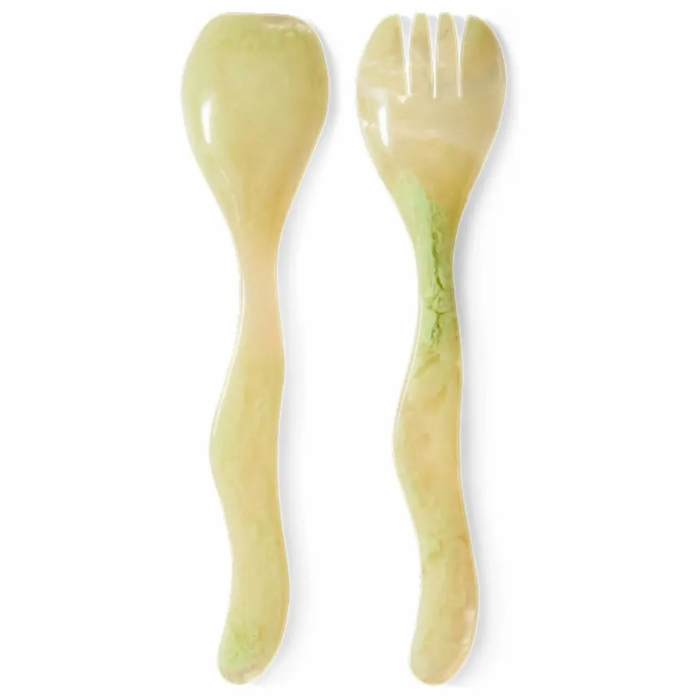 Couverts à salade en résine | Vert pâle