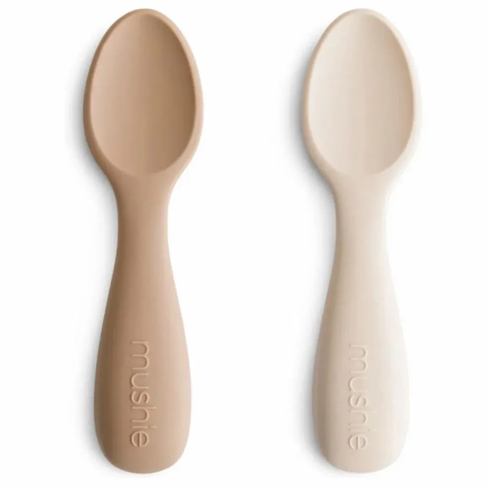 Couverts d'apprentissage en silicone | Beige