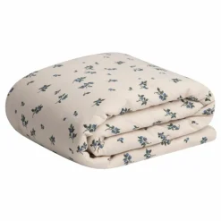 Couverture Blueberry en mousseline de coton | Ivoire